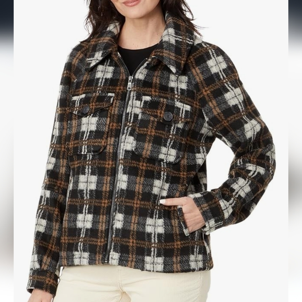 Avec Les Filles Plaid Utility Full Zip Jacket
